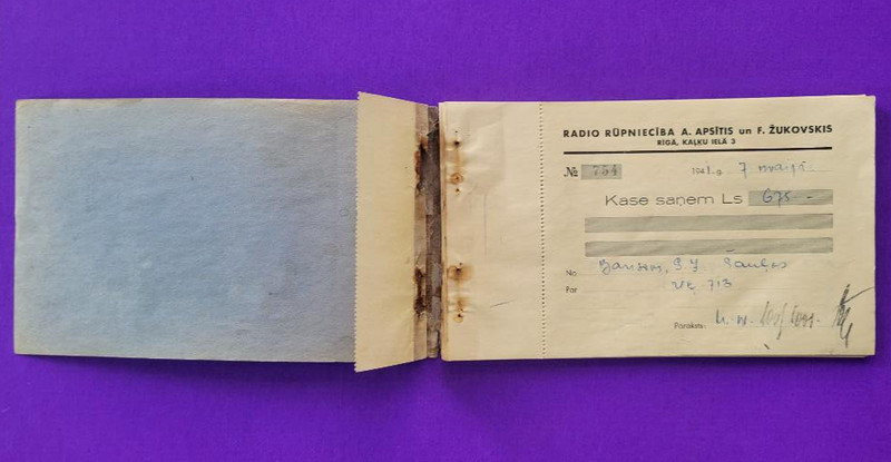 LATVIA LETTLAND CHECKBOOK, 40pc. 1941s. RADIO FACTORY A. APSITIS 262