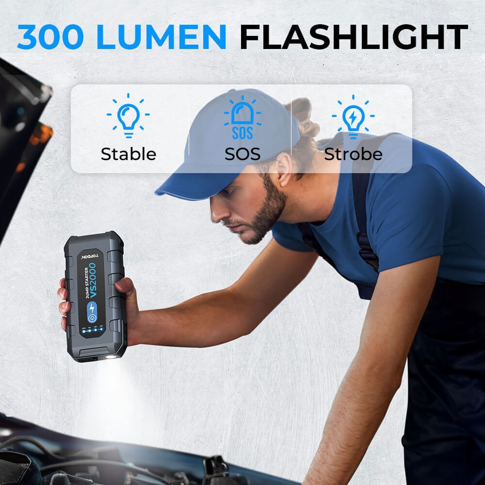 TOPDON VS2000 2000 Peak Amp Jump Starter Portable Battery Booster 12V