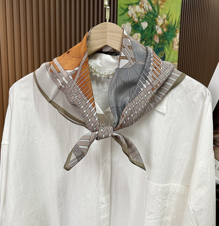 Pure 12 Momme 100% Silk Wrap Scarf Bandanna Double Horse Print Square Shawl 27