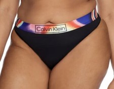CALVIN KLEIN Reimagined Heritage Pride Black Thong Panty Womens Plus 1X 2X 3X
