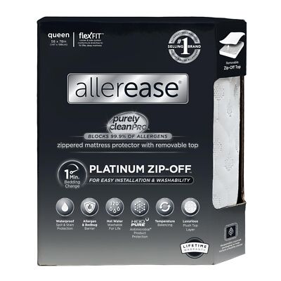 ALLEREASE PLATINUM ZIPOFF TOP MATTRESS PROTECTOR QUEEN