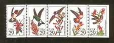Hummingbirds Scott #2642 - 2646 Mint NH Complete Strip of 5 Issued 1992 From BK