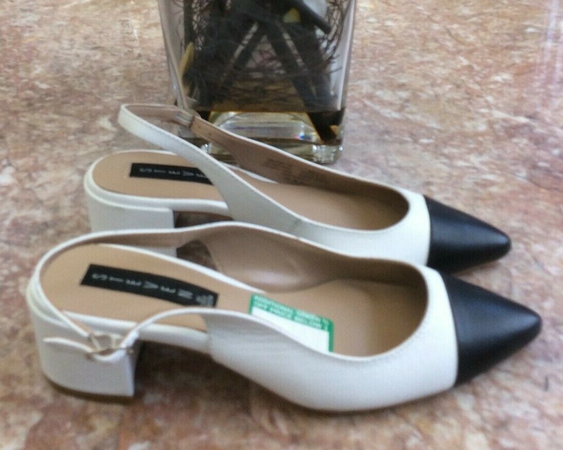 New Steven By Steve Madden Abilee Women's White Black Pumps Size