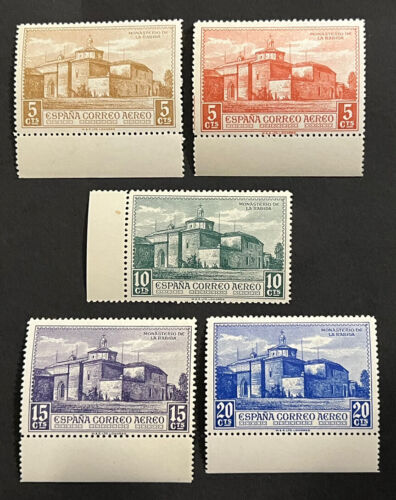 Timbres de voyage : 1930 timbres Espagne Scott #C31-C35 comme neuf neuf neuf dans son emballage extérieur courrier aérien - Photo 1/5