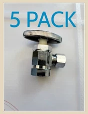 5 PACK  MULTI TURN ANGLE STOP VALVE 1/2" FIP x 3/8" Comp  403319