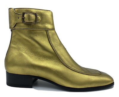$1,300 Saint Laurent Gold Leather Boots Zip size US Made in