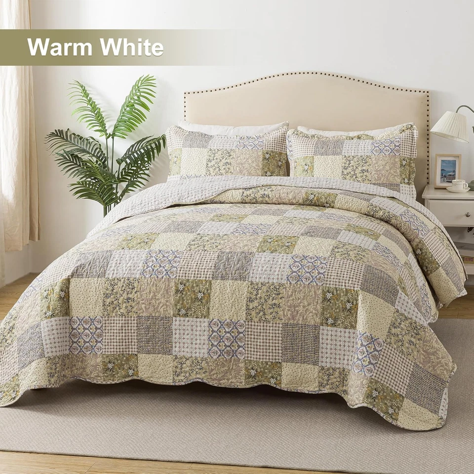 Juegos de cama de edredón Queen - edredones rústicos 3 piezas 90X96, microfibra reversible Be Foto 2 de 4