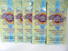 5 PACKETS BELIEVE IN ME 3X COOLING BRONZER TANNING BED LOTION BY DESIGNER SKIN