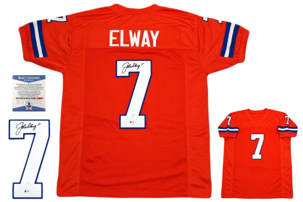 John Elway Autographed SIGNED Jersey Beckett Authentic Orange Crush