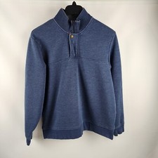 Orvis Mens Signature Quarter-Zip Snap Sweatshirt Navy Blue Large