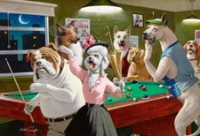 Fun wall Decor Dogs Playing Pool painting Picture Printed canvas Giclee