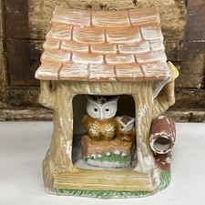 Vintage Owl Mom with Baby House Ceramic Lamp Night Light  NO LIGHT 6.5  Tall