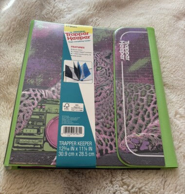 Mead Trapper Keeper Cheetah Print Folder Binder 80s Retro Edition Purple Green