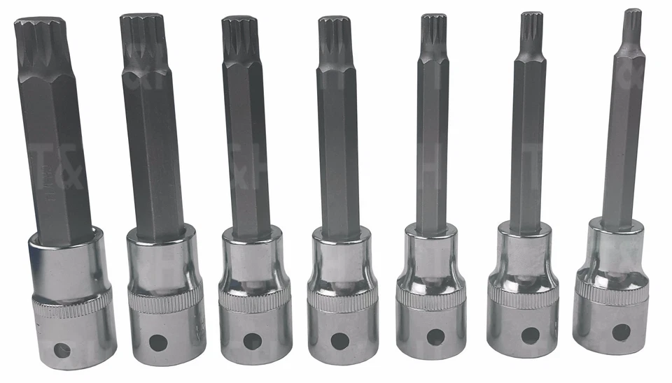 BERGEN Extra Long SPLINE BIT Socket Set 1/2"Dr Triple Square Spline Sockets-M16 - Image 3 of 4
