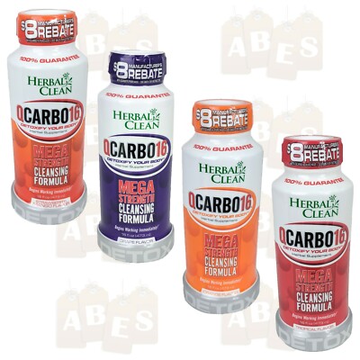 Herbal Clean Qcarbo16 Mega Strength Cleansing Detox, 16oz, YOU CHOOSE