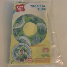 Play Day Inflatable Tropical Tube Float Green 31 Dia 8.5 H Ages 9 2ft 7in Wide