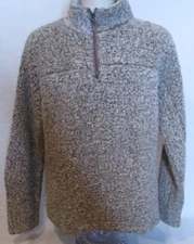 True Grit Men's Medium Brown Fleece 1/4 Zip Pullover Jacket