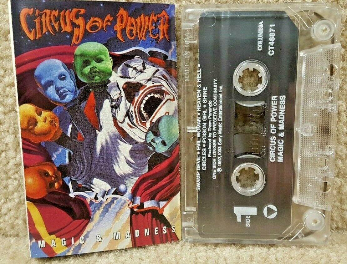 Vintage 1993 Cassette Tape Circus Of Power Magic & Madness Columbia