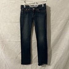 True Religion Billy Distressed USA Made Womens Blue Jeans Size 28