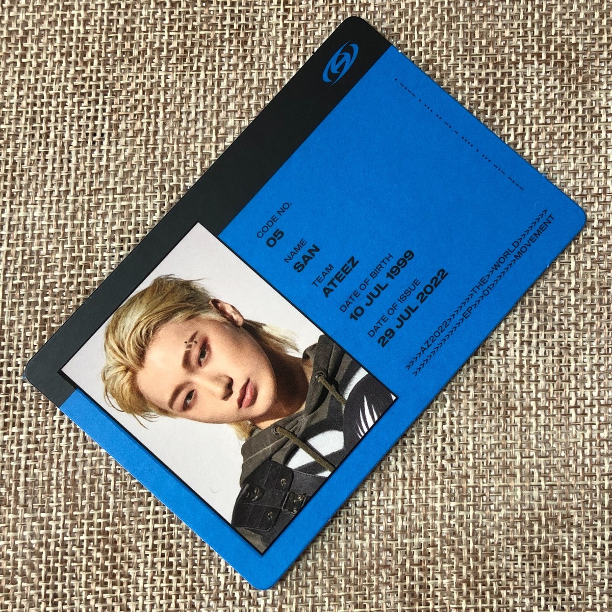 タレントカード ATEEZ 1st anniversary SAN RARE Photo ATEEZ SAN [THE WORLD EP.1 : MOVEMENT] Official ID Card