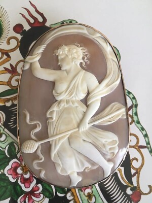 Antique Museum Quality 9k Gold Huge 3-Inch Carved Cameo