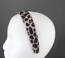 Tan Brown cheetah faux fur animal print headband hair band 1 1/8" wide leopard