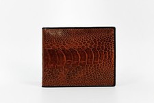 Genuine Ostrich Leg Wallet - Cognac