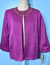 NWT ALFRED DUNNER Fiji Orchid Lined Blazer Jacket Bead Collar Size 8 MSRP 68