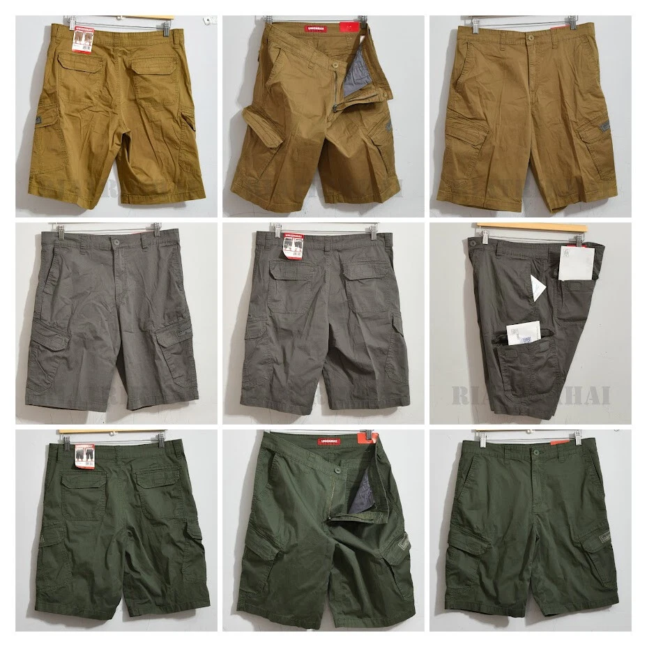 Gray, Tan , Dark Green UnionBay Men's Cargo Shorts Relaxed Fit Flex Waist