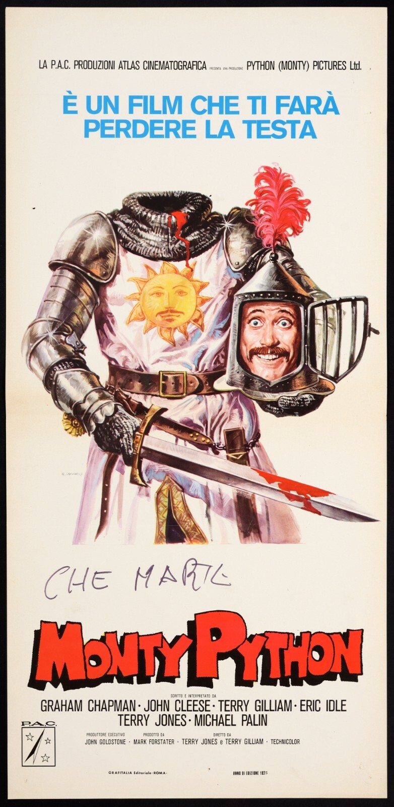 Locandina originale film Monty Python e il Sacro Graal (1975) - Regia di Terry Gilliam, Terry Jones