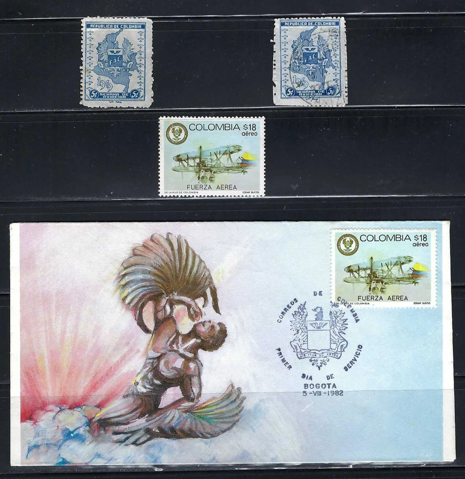 FUERZA AEREA COLOMBIA   SEMANA DE LA AVIACION MAYO DE 1949  STAMPS - F.D.C. 1982 - Image 4 of 4