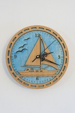 Orologio in legno da parete nautico casa al mare barca vela laser 24 cm