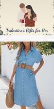 CUPSHE Dress for Women Bell Sleeve Button Down Dress Short Sleeve V Neck 