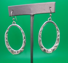 Silvertone Rhinestone Hoop Pierced Earrings