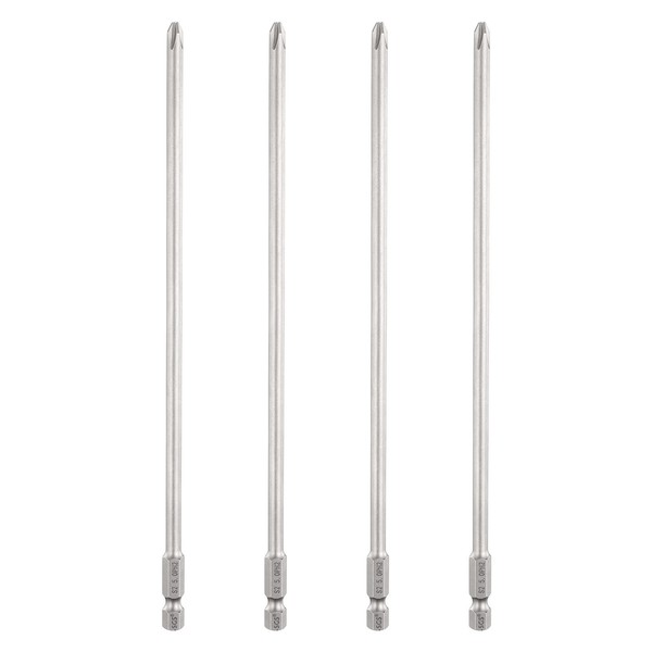 "4Er-Set PH2 Kreuzschlitz-Bit FüR 1/4\" Sechskantschaft 8\" Lang 0.2\" Magnetisch"-image