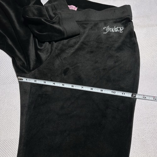 Juicy Couture Black Velour Tracksuit Set Size M/L Full Zip Hoodie Rhinestone Y2K - Picture 22 of 24