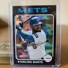 Starling Marte 2024 Topps Heritage High Number Chrome Black Border /75 Card #266