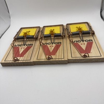 3 Victor Rat Traps Large 3-3/8 x 7 Snap Spring Petal Wooden NEW Open Box