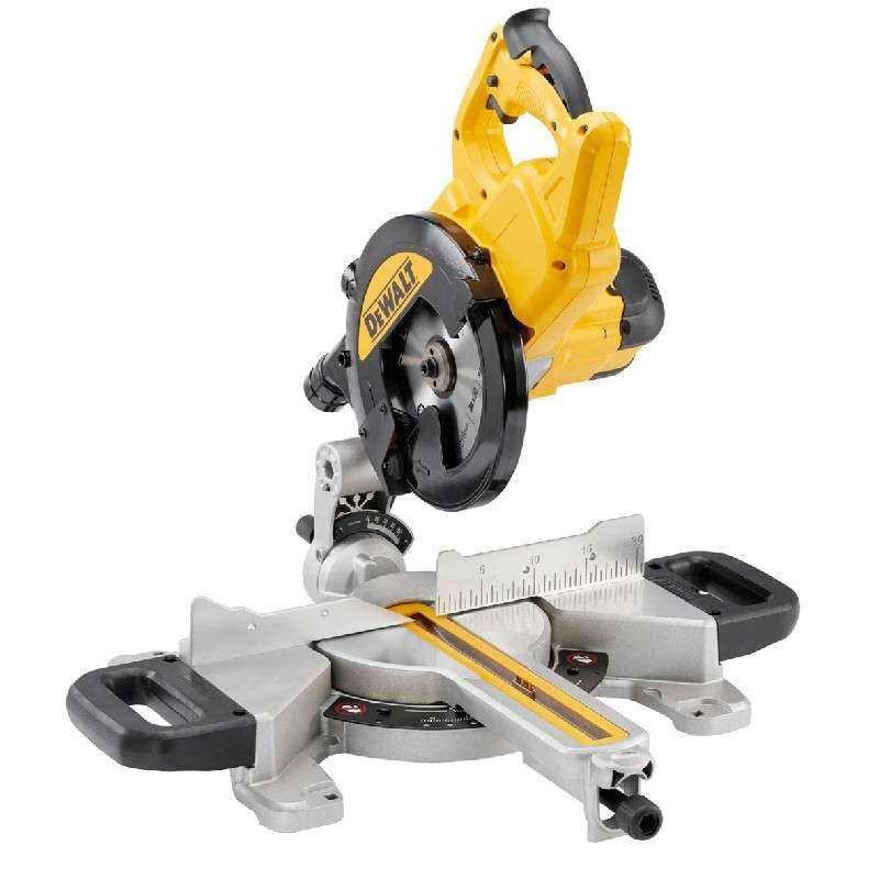Scie à onglets radiale DEWALT DWS773-QS de 1300W et disque de 216mm pour découpe de bois
