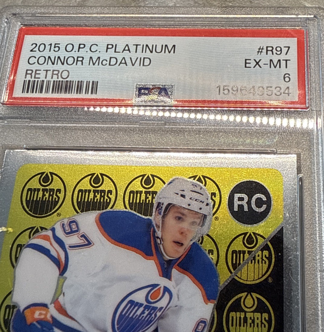 2015 O-PEE-CHEE PLATINUM RETRO #R97 CONNOR McDAVID RC PSA 6 view 2
