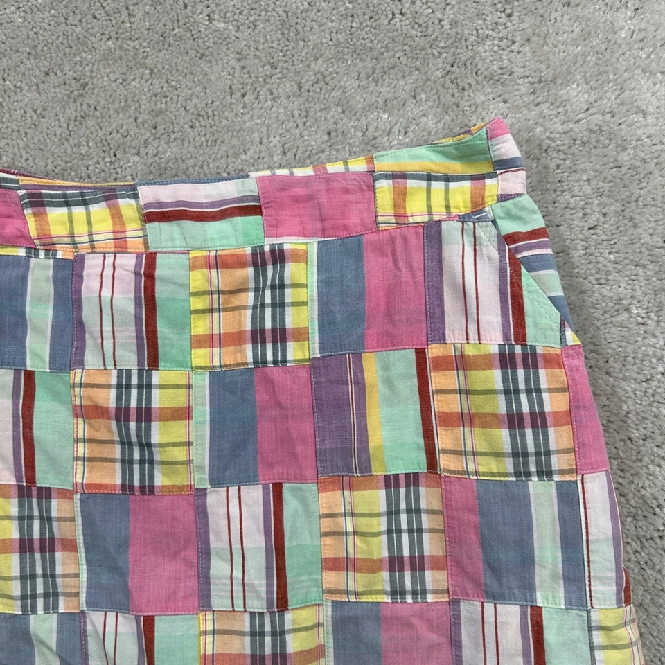 Shorts Cape Madras Feminino Tamanho 14 Rosa Xadrez Frente Plana Linha A Por Baixo - Imagem 3 de 4