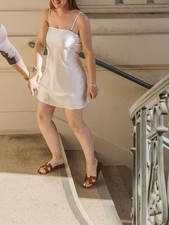 Ivory Satin Slip Dress with Adjustable Straps
