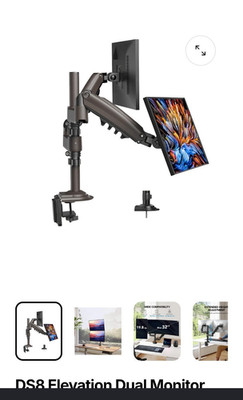 HUANUO DS8 Dual Monitor Arm Gas Spring Full Motion 17-32in VESA 75/100