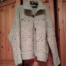Zara Pointelle Thick Knit Cardigan Medium