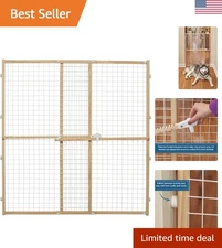 Patented Comfort-Squeeze Wood Dog Safety Gate - Easy Pressure Mount