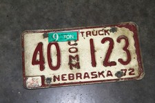 Original 1972 - 1975 Nebraska Truck License Plate, Pierce County, 40-123