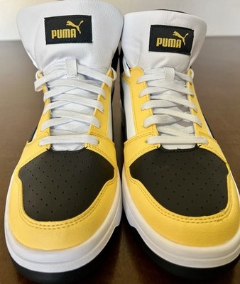 PUMA Rebound Men s High Top Lace-Up Sneakers Black/Yellow/White 392326-42