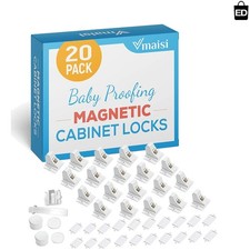 Adhesive Magnetic Cabinet Locks - Child Proof Your Home with 20 Locks 2 Keys