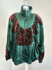 Vintage Women's Green Lavon Windbreaker Jacket 90's Retro, Sz XL b7a 