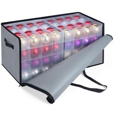 Christmas Ornament Storage Box with Dividers, Premium Holiday Ornaments Stora...